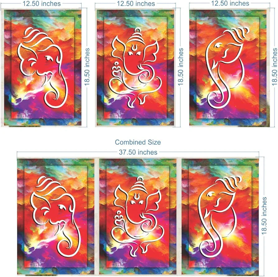 Rangoli MDF 3 Pcs Wall Poster 12x18 Inch Decorative Wall Art for Home, Office, Living Room. P-4, Design-26