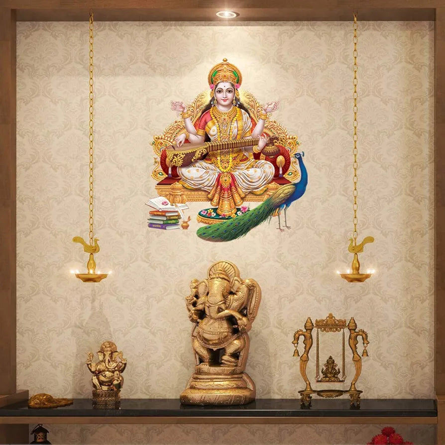 Rangoli White Glossy Vinyl Wall Sticker Premium Self-Adhesive Waterproof Decorative Wall Decal for Bedroom, Living Room, Office & Home Decoration Easy to Apply. Parent-6, Design-6