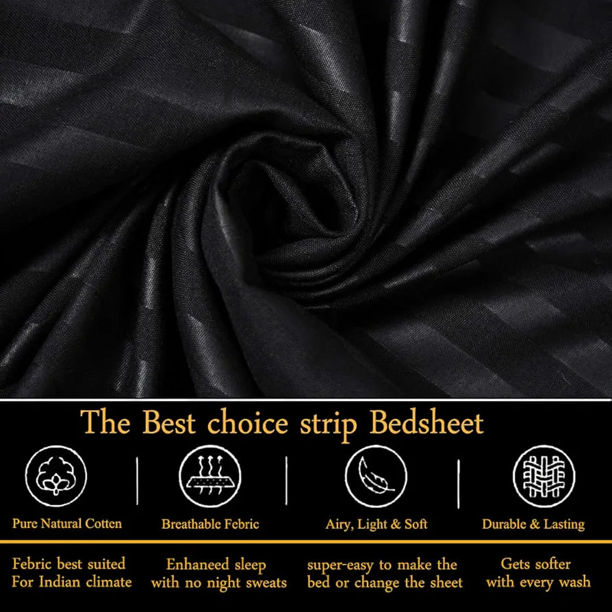 FRESH FROM LOOM Microfiber Wrinkle Resistant | Soft Skin Safe | Breathable Queen Size Flat Solid Bedsheets | Hotel & Home | Double Bedsheet Set With 2 Pillow Covers , 144 Tc