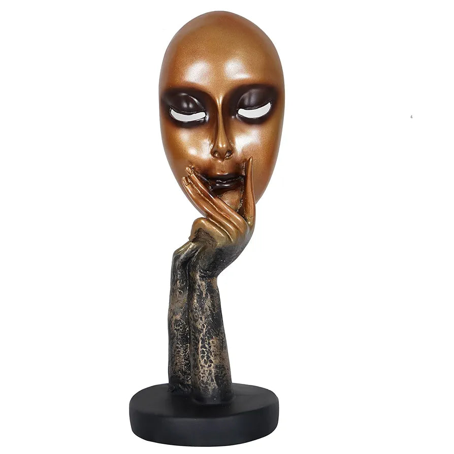 ZART Resin Human Lady Face Showpiece, Medium, 1 Piece, Golden