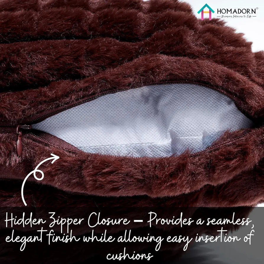HOMADORN Luxury Plush Fur Reversible Cushion Cover Ultra Soft & Cozy 