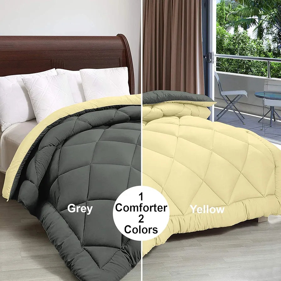 Cloth Fusion Reversible AC Comforter Set Double Bed 220 GSM,Soft Microfibre King Size Quilt Blanket for Winter