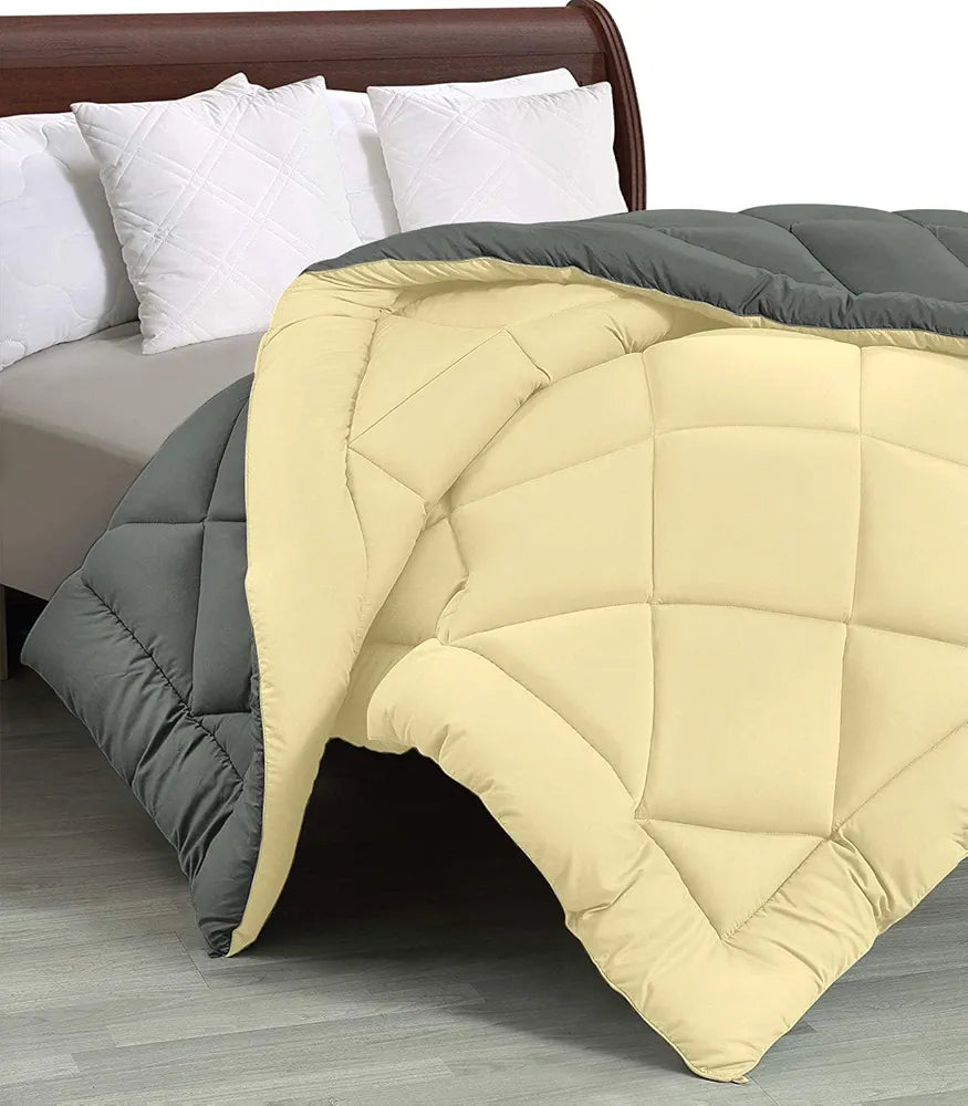 Cloth Fusion Reversible AC Comforter Set Double Bed 220 GSM,Soft Microfibre King Size Quilt Blanket for Winter