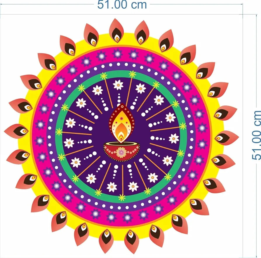 Rangoli Vinyl Wall Sticker Self-Adhesive Wall Decor for Home, Office, Bedroom, and Living Room Décor Easy to Apply & Peel. Parent 2, Design-10