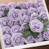 Artificial Flowers 25pcs Real Looking Fake Roses w/Stem Lilac