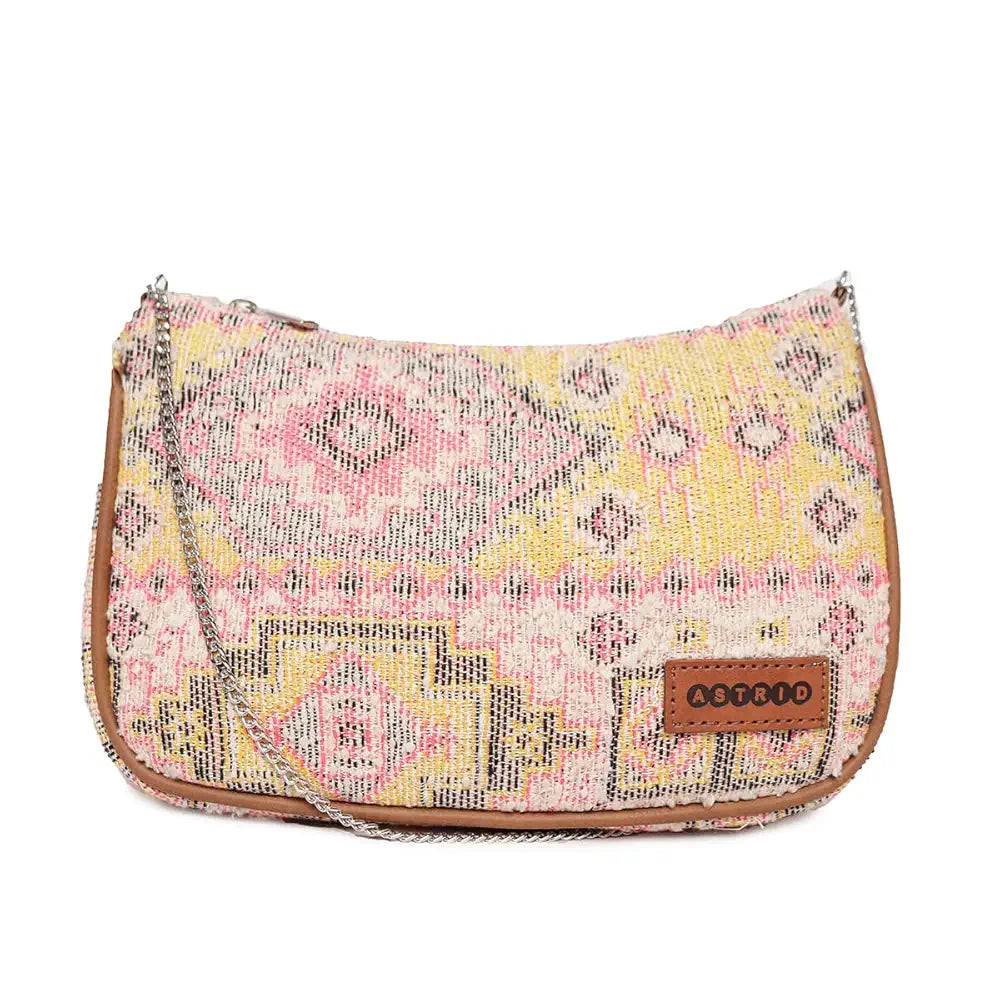 ASTRID Handmade Macrame Flap Over Sling Bag For Girls And Women