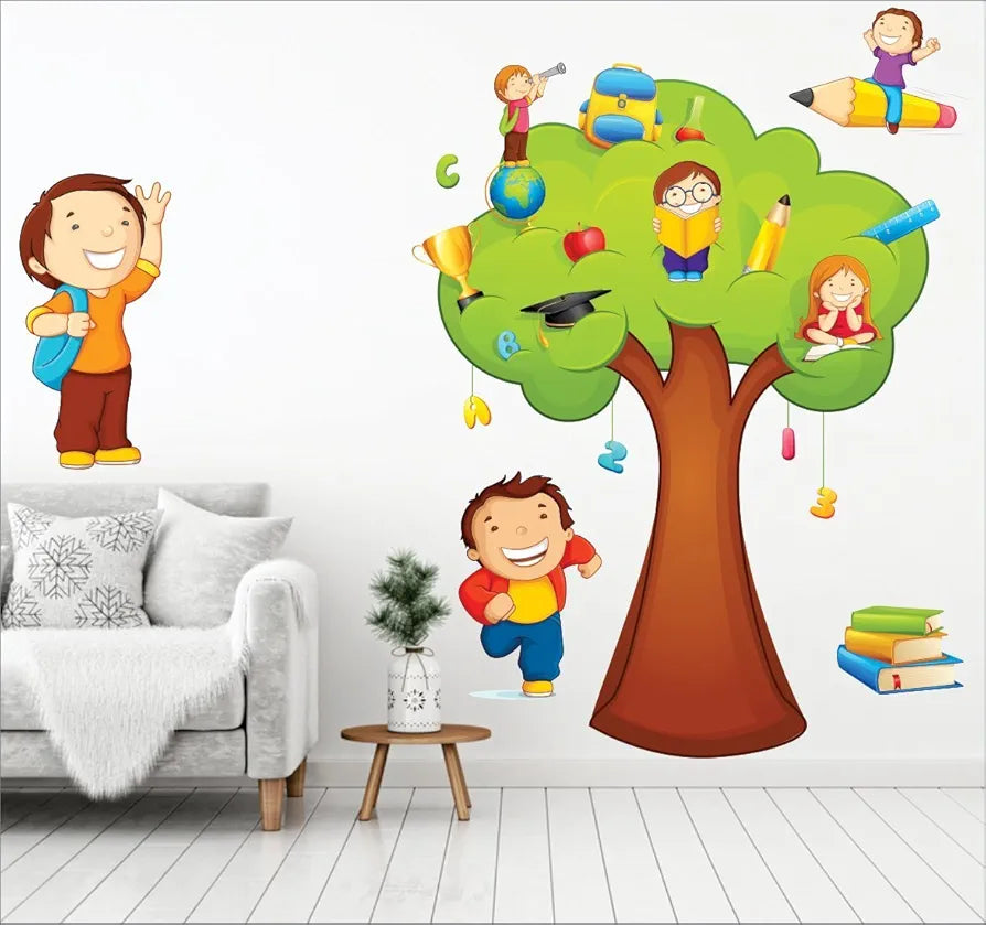 Wall Stickers Educational Tree PVC Vinyl Wall Sticker for Home Bedroom Kids Room- -Self-Adhesive