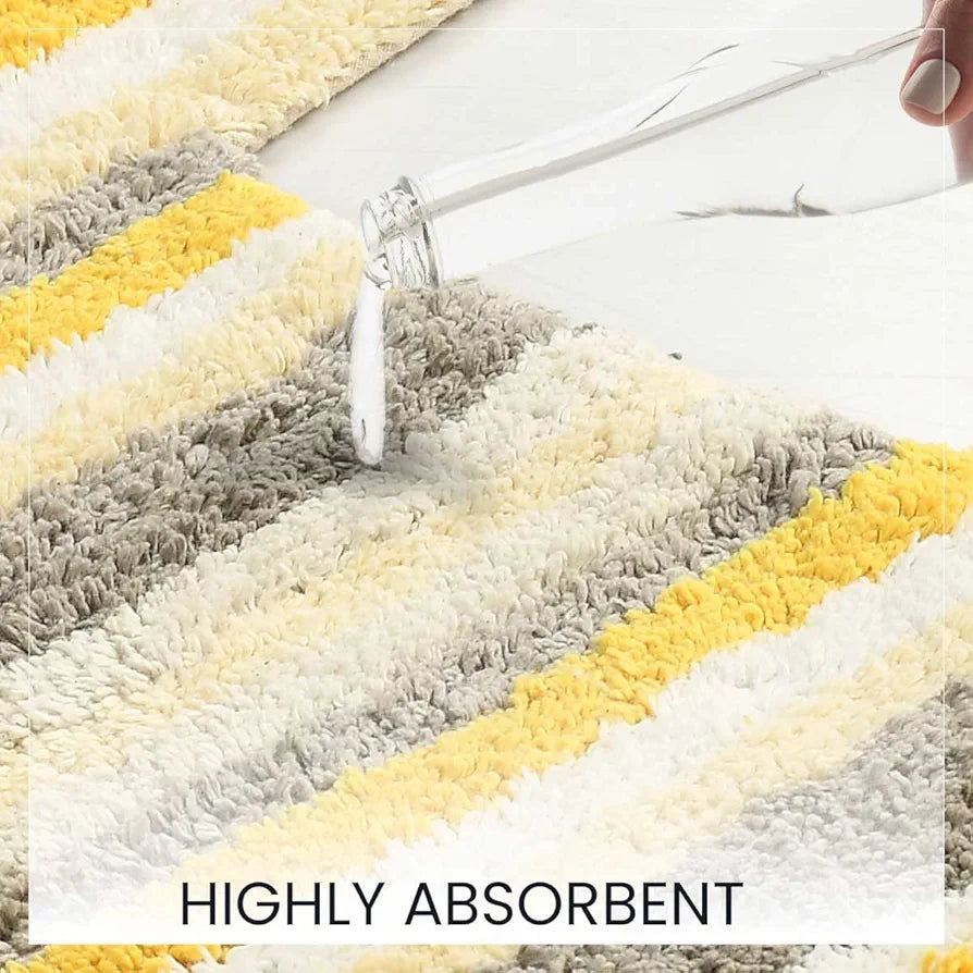 SASHAA WORLD Striped Anti Skid Bathmat and Contour Set 