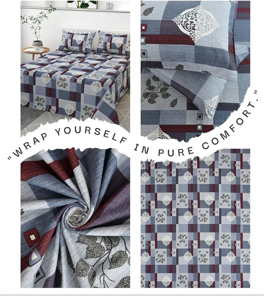 HOMEKART Ultra Super Soft 100% Pure Cotton Double Bedsheet with Two Pillow Covers for Your Bedroom | Floral & Block Printed Premium Bedsheet , 300 TC