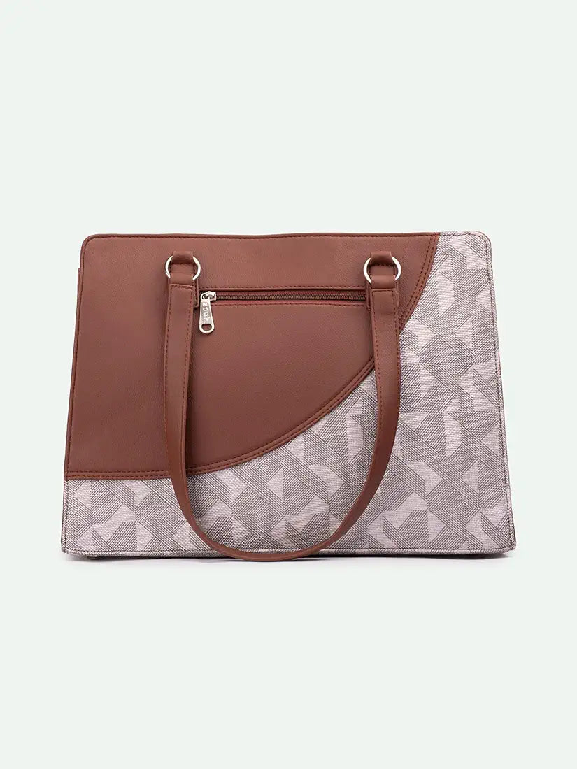 ZOUK Women's Office Essential Bag | Jute | Vegan Leather Handcrafted Tote Bag With Double Handle Shoulder Strap