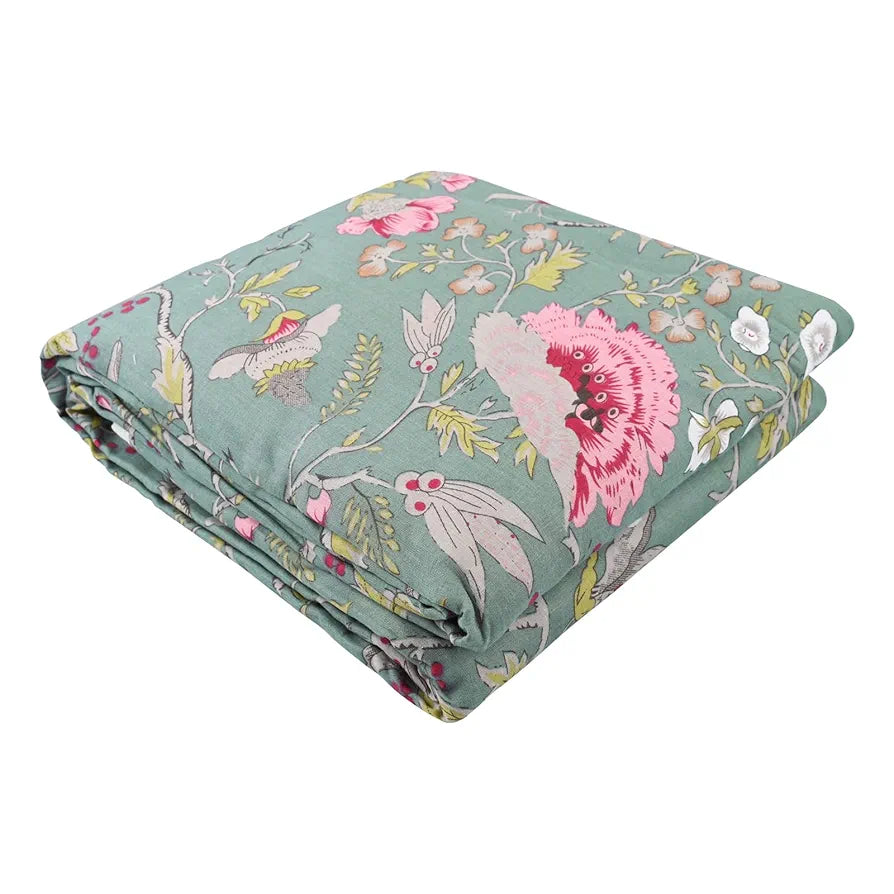 Trance Home Linen 100% Cotton Reversible Dohar Double Bed Size | Jaipuri Printed Artisan Block Design Blanket | Soft Lightweight Ac Comforter Quilt 