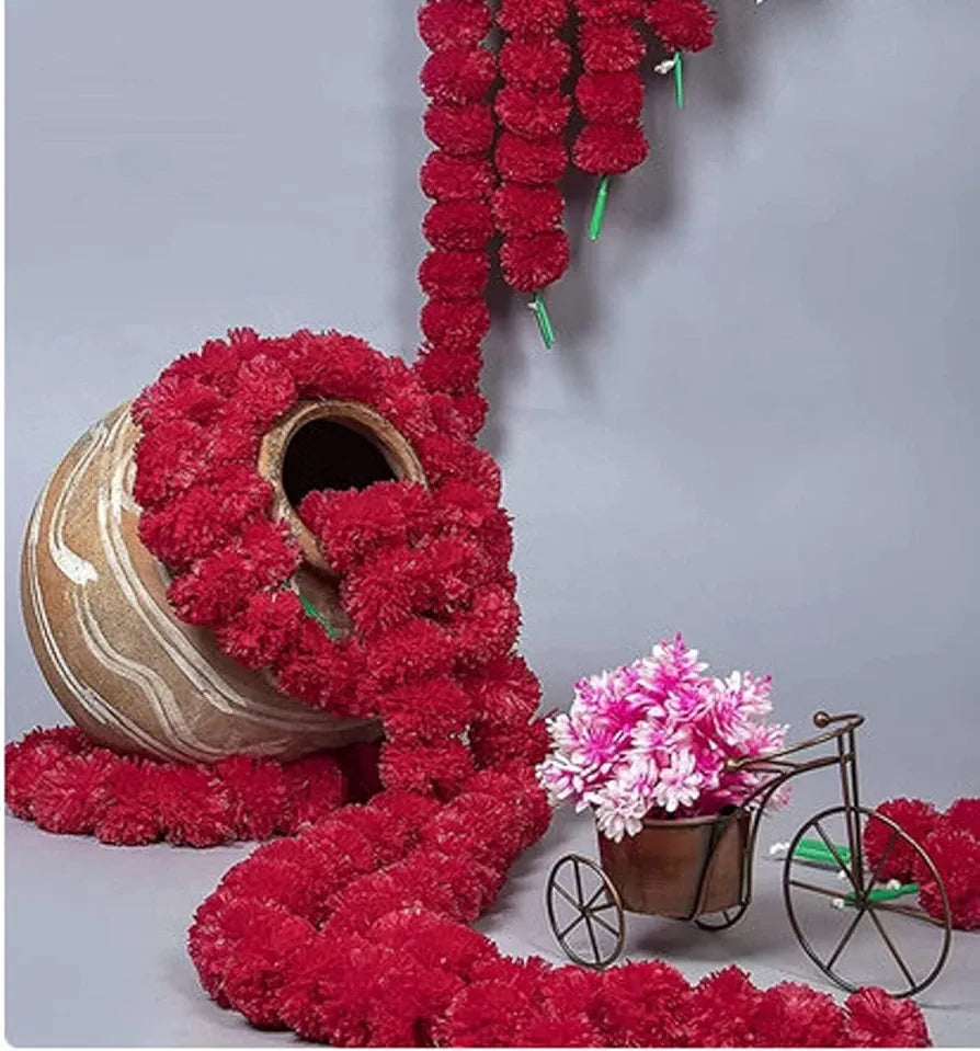 Abhaas Artificial Marigold Fluffy Flowers for Decoration Garlands for Decoration Pooja Room Toran Indian genda phool for Wedding Festivals Diwali pongal 
