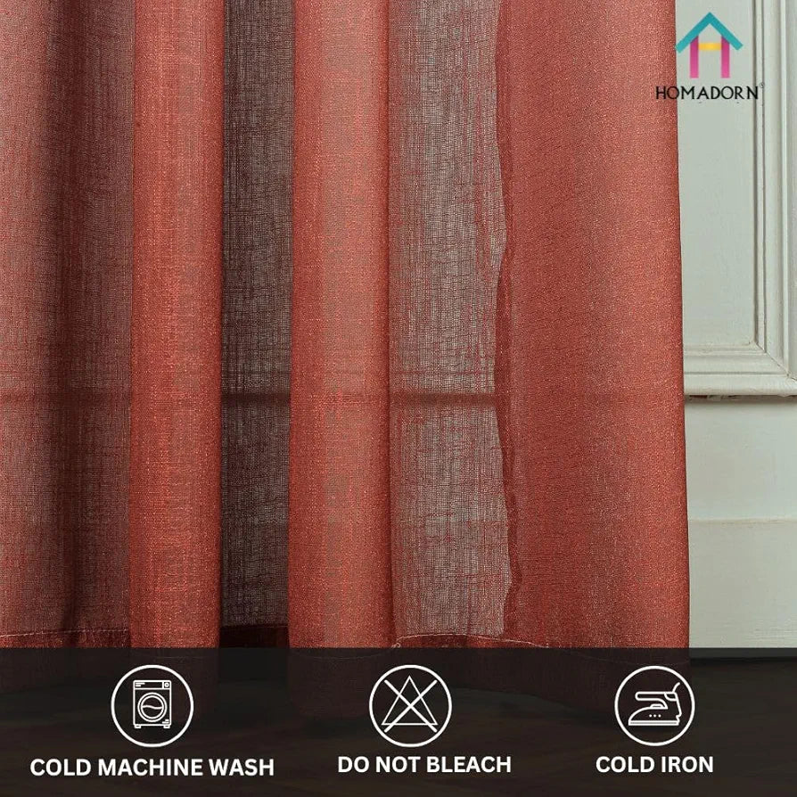 HOMADORN Ombre Printed Linen Textured Sheer Curtains for Living Room, Bedroom, Dining Room, Kitchen, Bathroom 