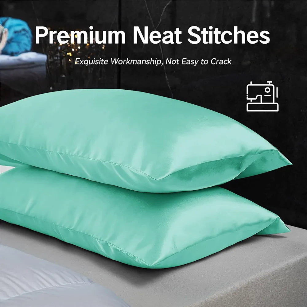 Cloth Fusion Satin Pillow Cover Set of 2 for Hair and Skin Care, Perfect Pillow case with 3 Satin Soft Scrunchies for Women 