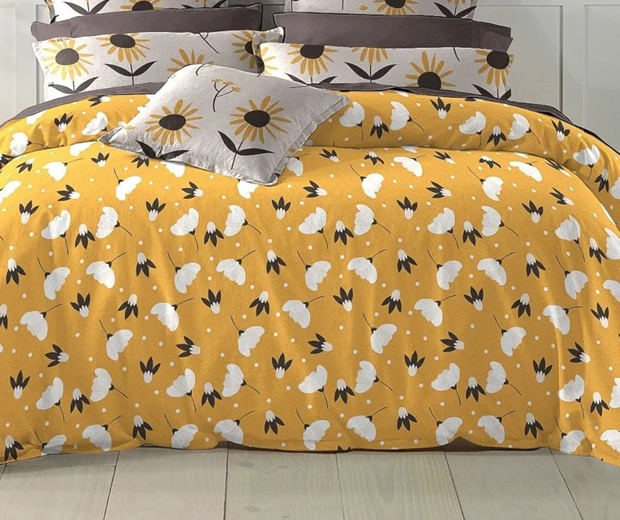 THE HOME STYLE Cotton Elastic Fitted All Around Printed Queen Size Double Bed Bedsheet wih 2 Pillow Cover 
