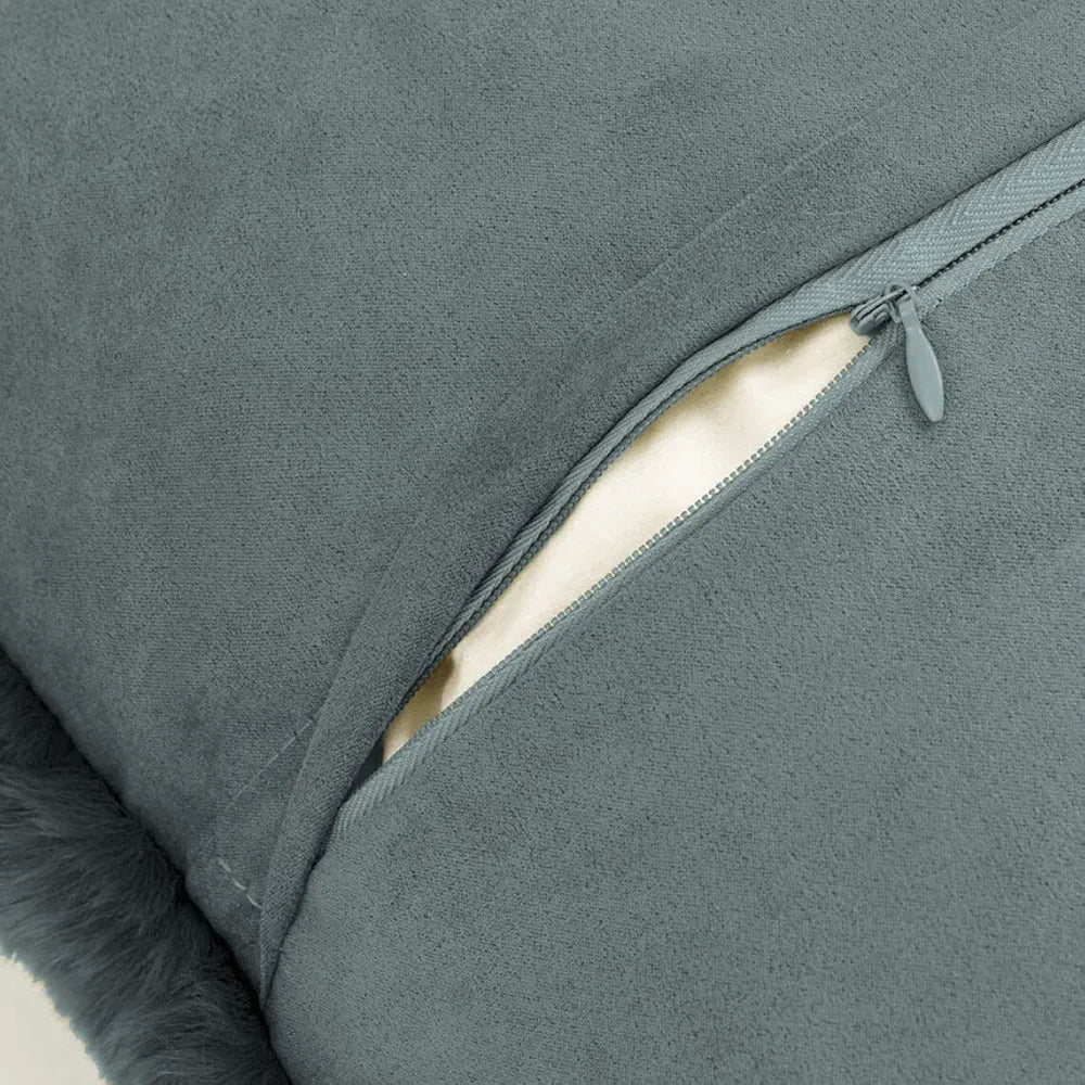 Luxe Home Cushion Cover 16 inch x 16 inch One Side Rabbit Fur Plain Design Covers Set of 2 for Sofa, Bedroom, livingroom 