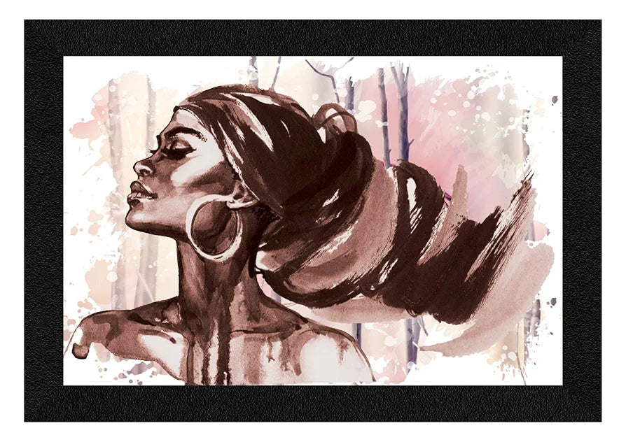 ArtX Modern African Women Wall Art Painting, Abstract Synthetic Wood Framed Picture Multicolor 