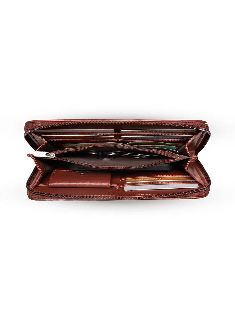 ZOUK Wallets for Women - Handmade Wallets for Females - Vegan Leather and Jute Purse for Ladies - Clutch with Indian Print - Wallets for Mobile Phones - Jet Black Print