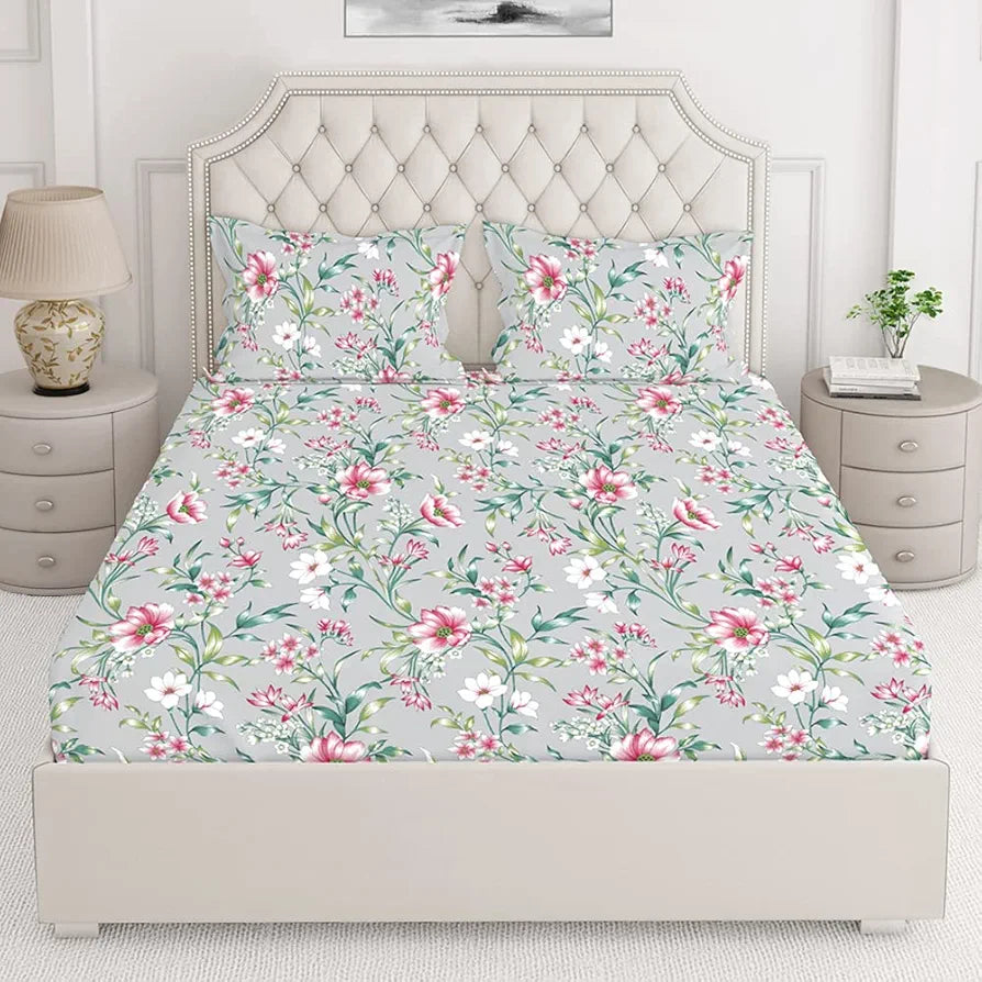 Layers Marigold 100% Cotton Bedsheet Set for All Seasons - Lightweight, Moisture Absorbent, Machine Washable & Easy to Care - Gift for Housewarming & More - 144 TC - King Size 