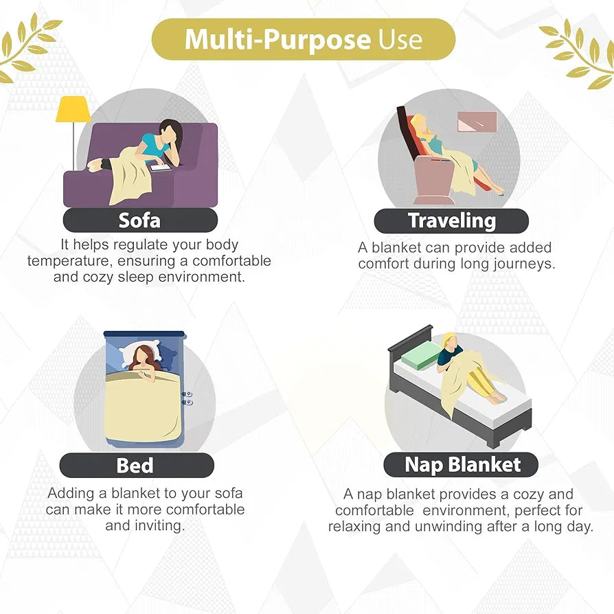 Divine Casa 120 GSM Microfiber Single Kids Dohar  | Soft & Lightweight Throw Blanket | Cozy & Breathable | All-Season Comfort | 140 x 100 CM | Geometric Triangles Pattern | Black & White