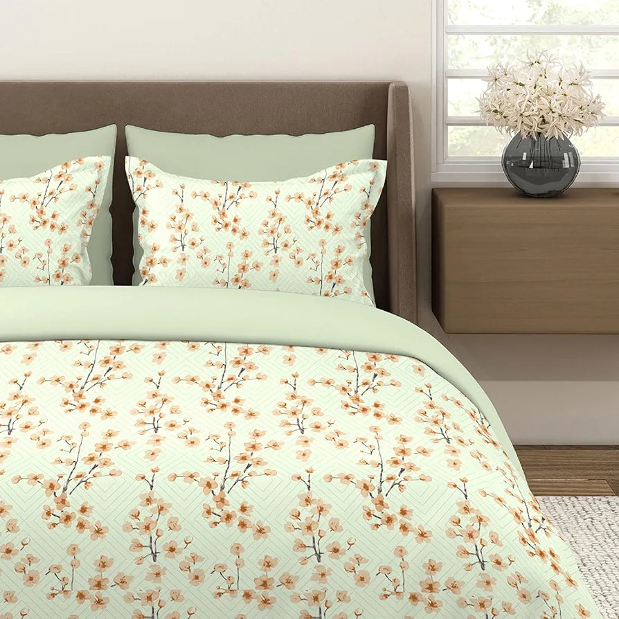 Layers Home Easy 100% Cotton Bedsheet Set for All Seasons - Lightweight, Moisture Absorbent, Machine Washable & Easy to Care - Gift for Housewarming & More - 144 TC - King Size 