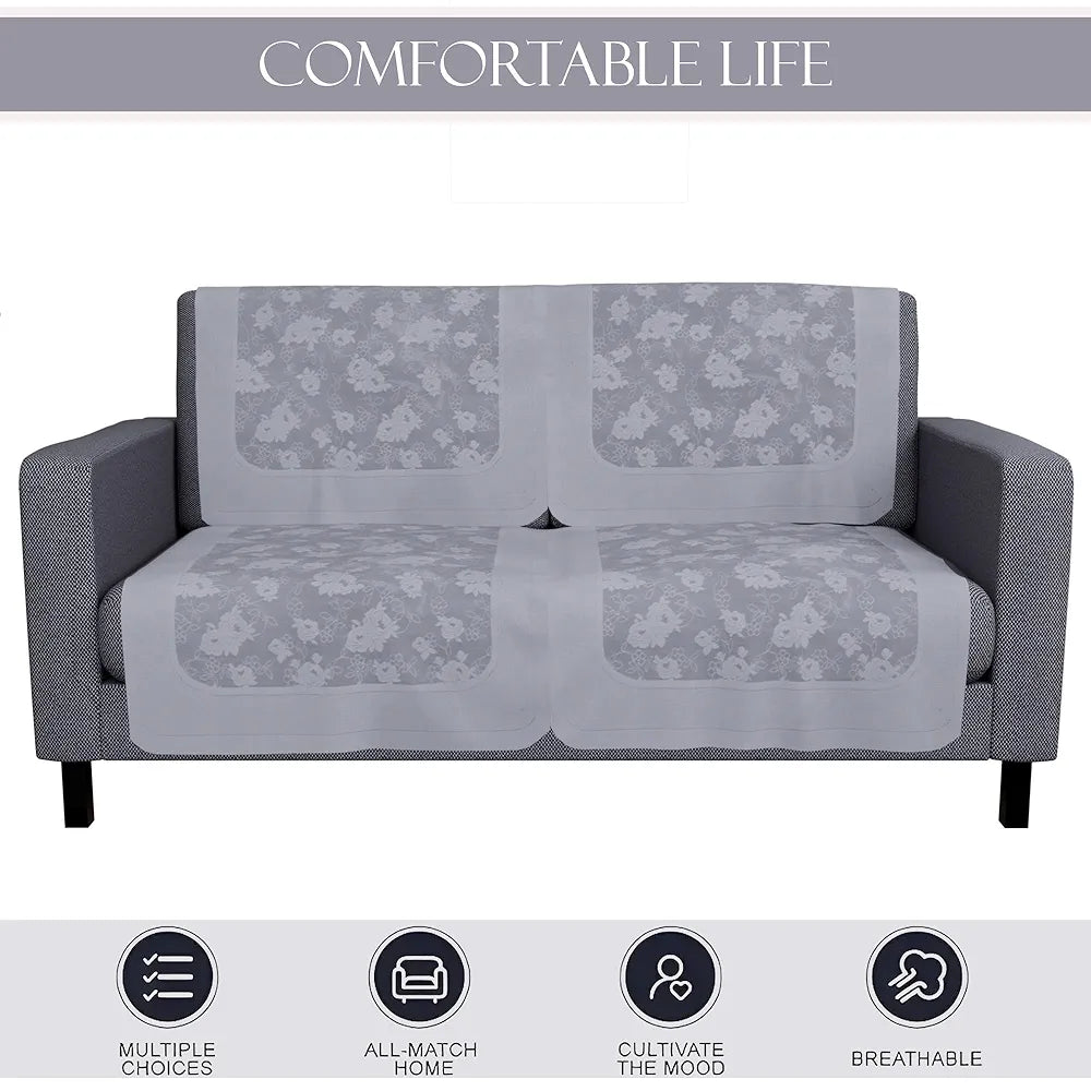 Kuber Industries Set of 6 Net Durable 2+1 Seater Sofa Covers for Living Room | Easy Machine Washable Sofe ke cover for Protection & Comfort for Home | Self Net Hawaii - Grey