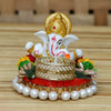 Ecraftindia Resin Lord Ganesha Idol on Decorative Plate Tea Light Holder | Ganesha Statue for Puja Room