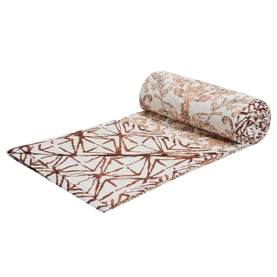 Trance Home Linen 150 GSM Pure Cotton Reversible Dohar Double Bed Size | Ac Blanket Comforter | Soft Light-Weight Bed Blanket 