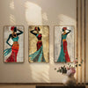 Livin'luxe Set of 3 Modern Art Madhubani Painting Premium Golden Framed Wall Paintings SG19