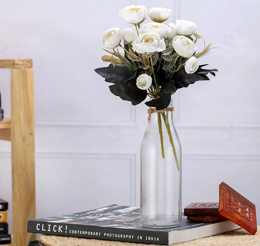SATYAM KRAFT 2 Pcs Artificial Rose Flower Sticks | Decorative Items for Home Decor, Room, Living Room, Table Centerpiece, Balcony, Office | Perfect for Wedding, Birthday, Enagagement 