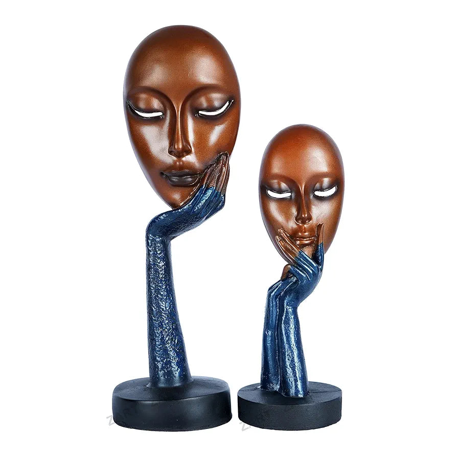 zart New Brown Lady Face Handmade Showpiece  Perfect for Living Room, Entrance of Your Home or Office
