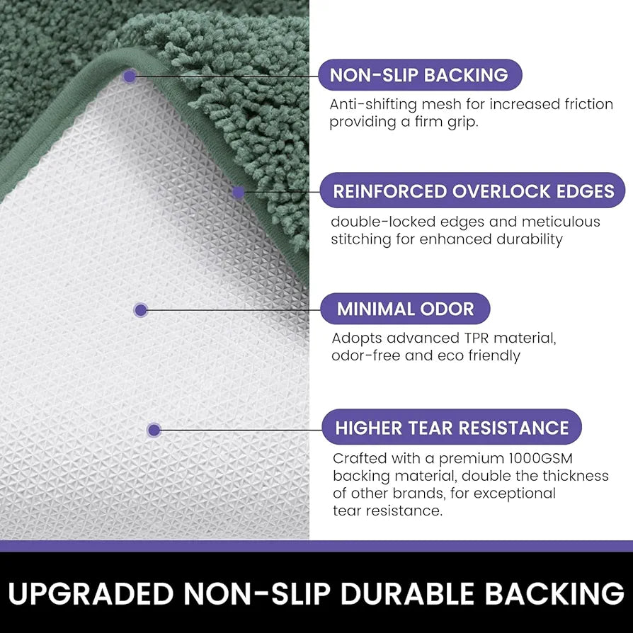 LUXE HOME INTERNATIONAL Runner Super Soft Anti Skid Newman Rug For Bedroom ,Green, Rectangular