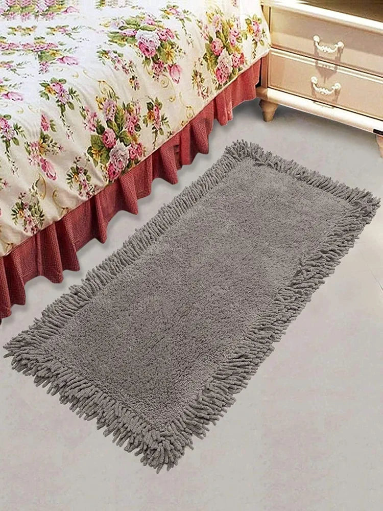 Saral Home Shaggy Soft Cotton Durable & Washable Multipurpose Bedside Runner for Home/Kitchen/Living Area/Lobby/Office Entrance with Anti Skid Backing 