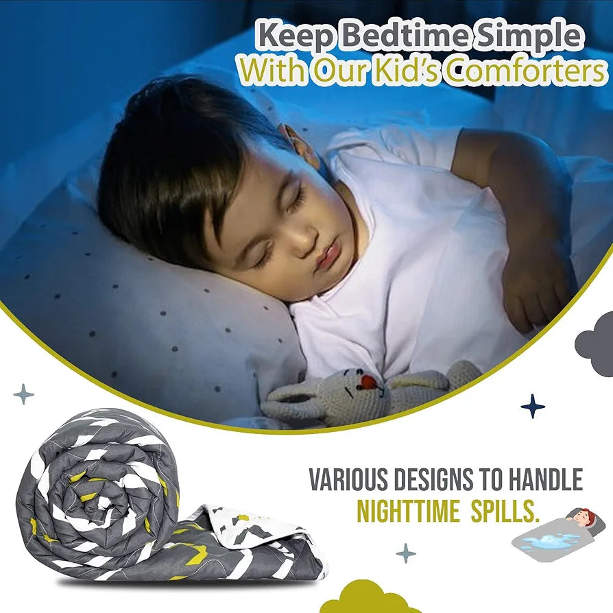 Divine Casa 120 GSM Microfiber Reversible Kids Single Bed Comforter | Ultra-Soft Toddler Blanket | Lightweight & Cozy | All-Season Bedding for Babies & Kids | 135 x 100 cm, Blue Mirage