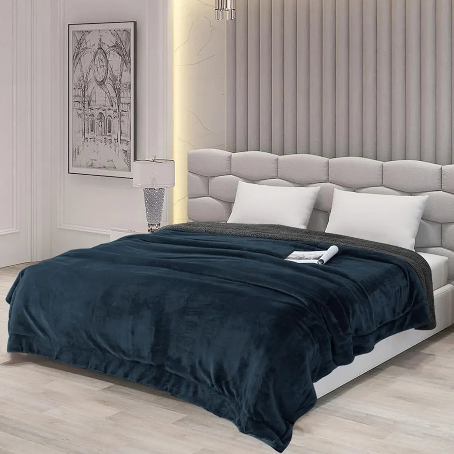 Cloth Fusion Fleece Sherpa Blanket for Winter Single Bed 400GSM,Soft Quilt Blanket for Comfort & Warmth 