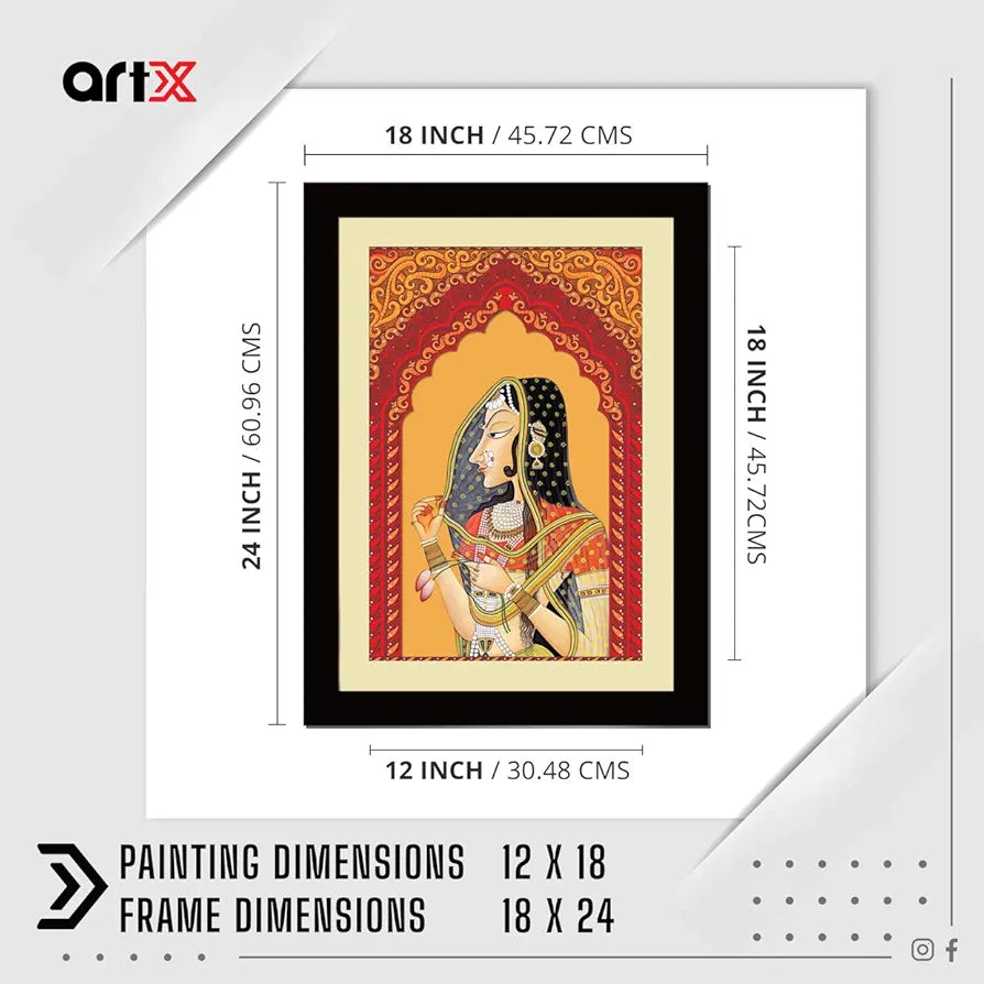 ArtX Paper Premium Rajasthani Bani Thani Wall Art, Multicolor, Traditional, 18X24 in