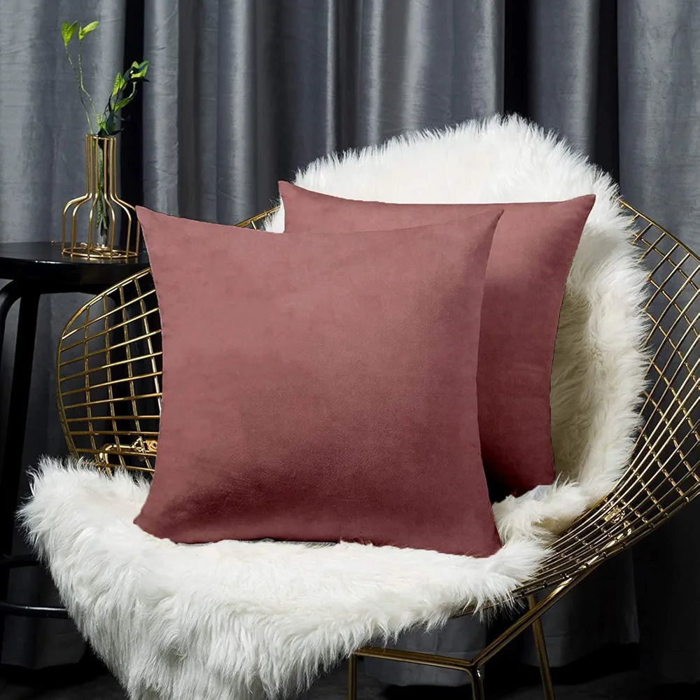 Cloth Fusion Velvet Sofa Cushion Cover Set of 2, Luxurious Cushion Cover Set 16-inch x 16 inch for Home Decor 