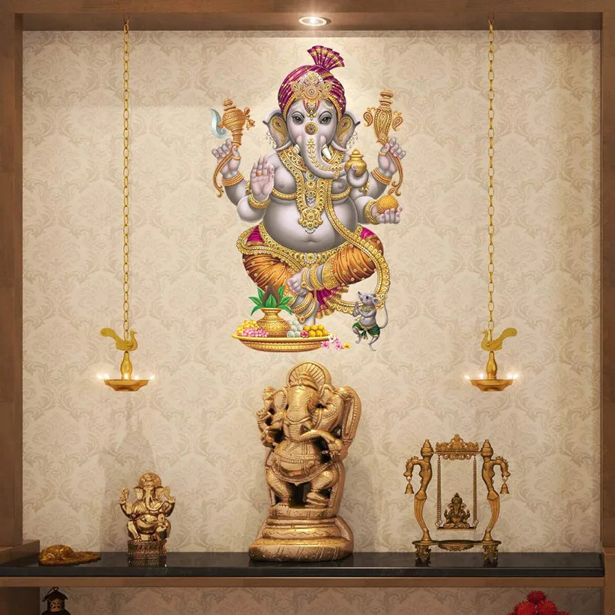 Rangoli White Glossy Vinyl Wall Sticker Premium Self-Adhesive Waterproof Decorative Wall Decal for Bedroom, Living Room, Office & Home Decoration Easy to Apply. Parent-14, Design-17