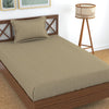 Homefab India 160 TC Stripe Glace Cotton Single BedSheet with 1 Pillow Cover Beige