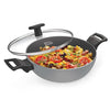 Milton Pro Cook Black Pearl Aluminium Induction Kadhai, 24 Cm /2.8 L, Grey - 1353 gms