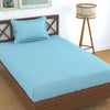 Homefab India 160 TC Stripe Glace Cotton Single BedSheet with 1 Pillow Cover Light Blue
