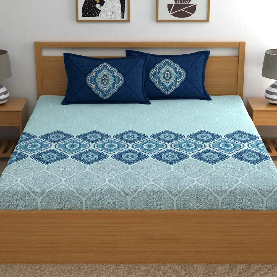 Dreamscape 100% Cotton King Bedsheet with 2 Pillow Covers - 