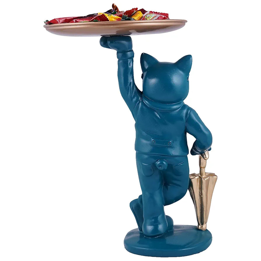 ZART Cool Dog Showpiece with Plate Home Decor Showpiece, Living Room Decor Showpiece 