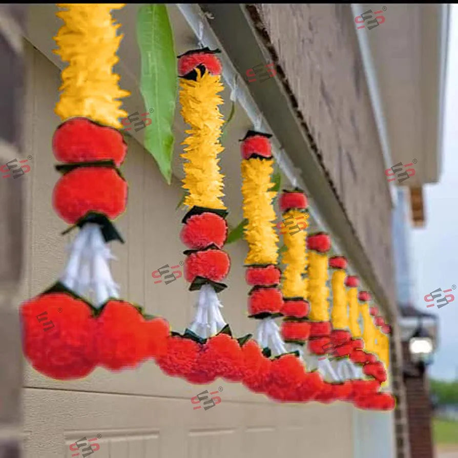 S2S Artificial Gajra Jasmine Marigold Flower Strings Wedding Decorations,Event Decor. Perfect for Diwali,Ganpati & Pooja/Temple/Mandir Decoration  
