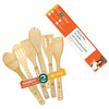 Eco Soul [Set of 6] Bamboo Cooking Utensils Non-Stick Wooden Spoons Ladles & Turners Serving Mixing