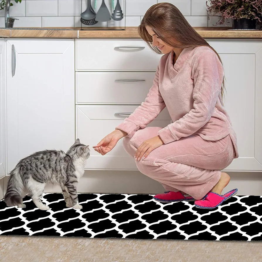 ishro home Kitchen mats for Floor Anti Slip Waterproof | Set of 2 Pcs| Non-Skid, Soft Absorbent Rugs for Kitchen, Laundry, and Hallway|137x45cm, 45x71cm| 4mm Thickness
