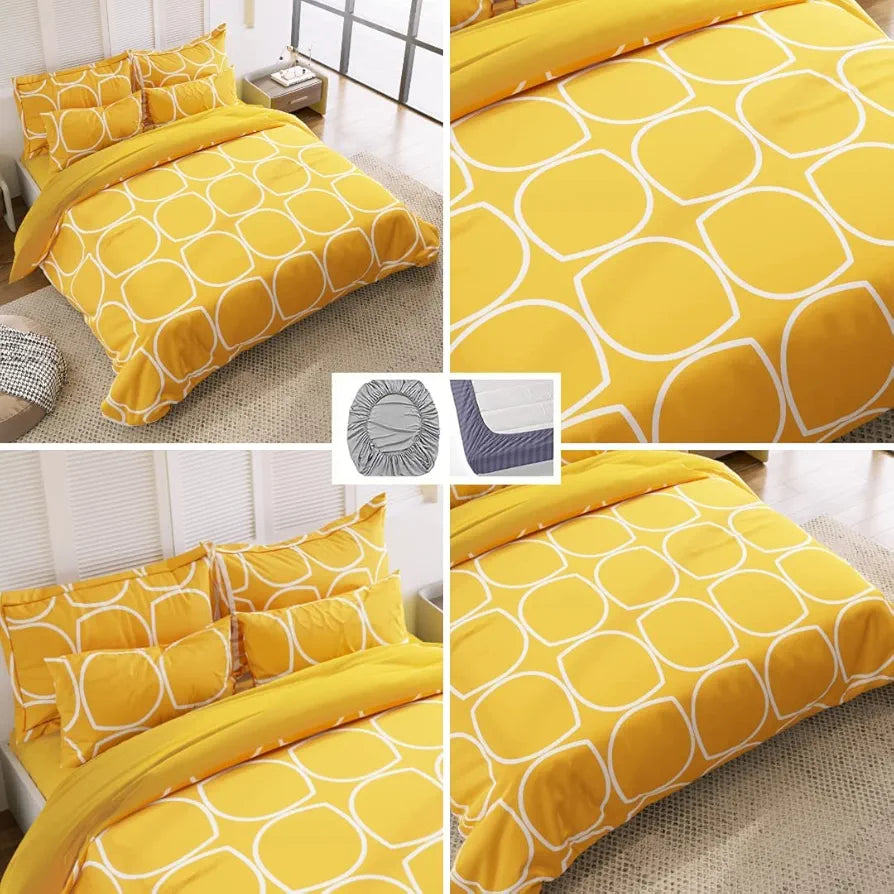 THE HOME STYLE 400 TC Supersoft Cotton Feel Glace Cotton Elastic Fitted Printed King Size Double Bed Bedsheet wih 2 Pillow Cover 