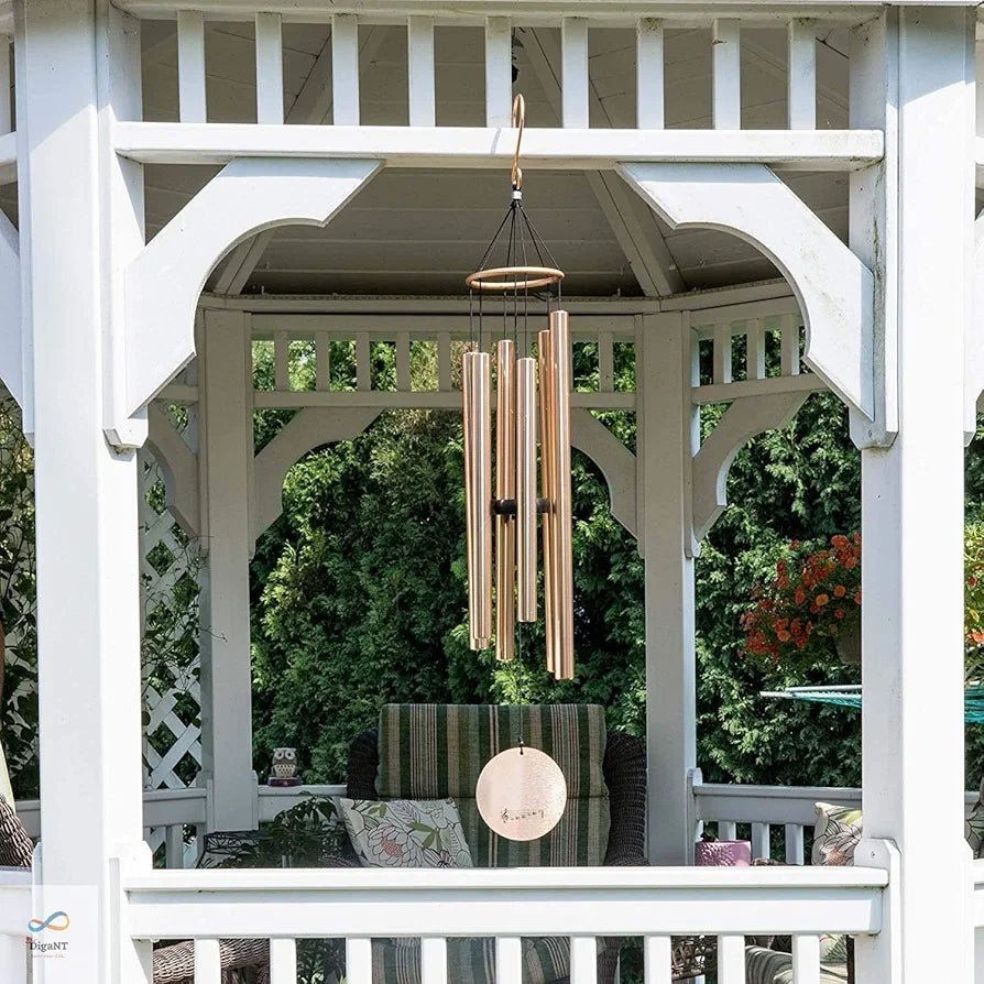 Himalayan Melody Aureole Tuned Wind Chime 6 Pipes Aluminum Rose Gold 28 inches Long Wind Chime Ideal Decoration Home, Balcony, Office and Garden Decor