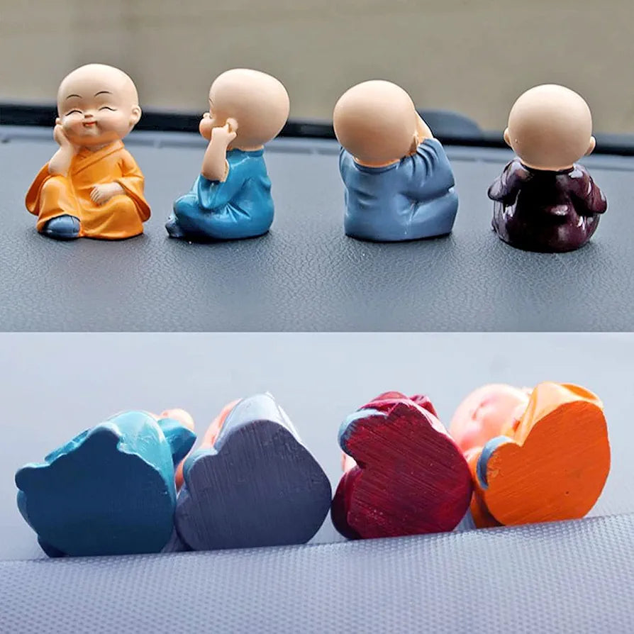 SATYAM KRAFT 1 Set Monk Buddha Miniature Set Idols | Gift for Him/Her, Mother's Day, Home Decor, Gift, Bedroom, Living Room Decor, Wedding, Showpiece, Gifts, Figurines, Car and Decoration Items