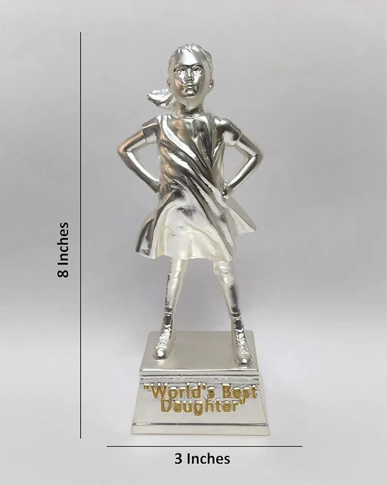 Gold Art India Silver Plated Figurine for Daughter | World's Best Daughter | Best Gift Girl | Idol Figurine for Inspiration, 7.7 cm , 7.7 cm , 20.4 cm